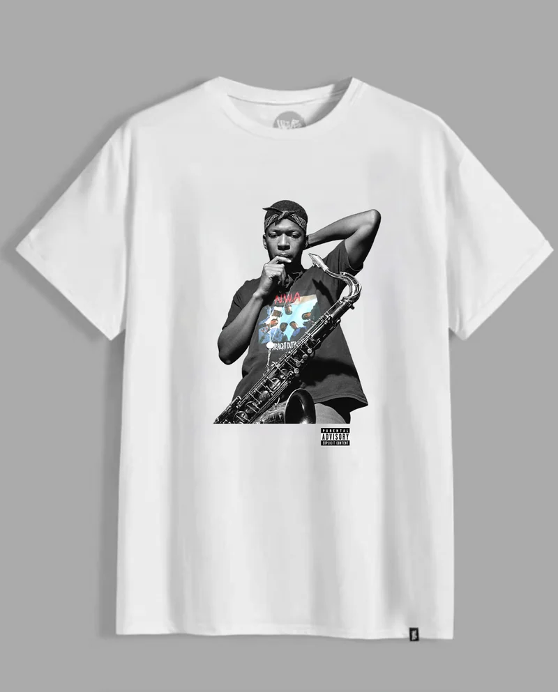 T-shirt blanc N.W.A. — saxophone