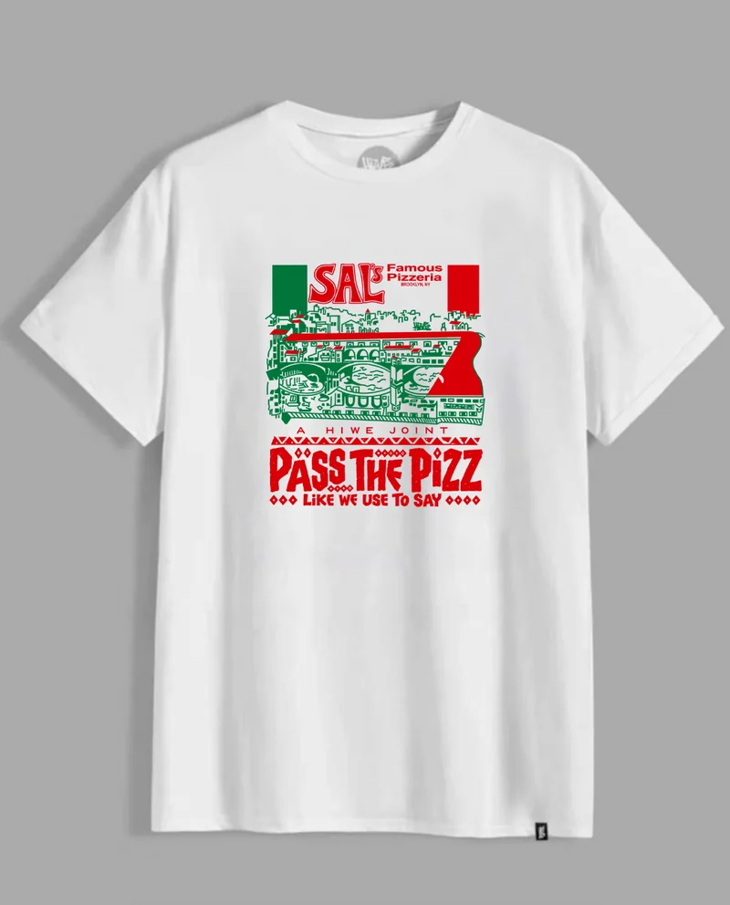 T-shirt blanc Pass the Pizz — Sal’s Pizzeria