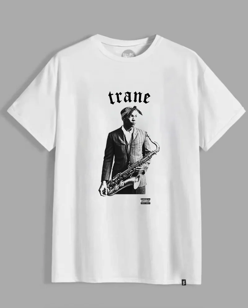 T-shirt blanc Trane — saxophone
